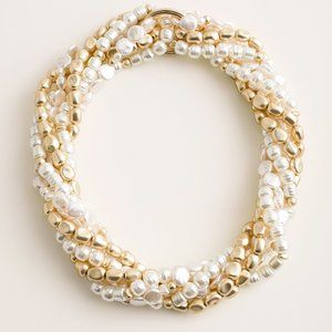 Chico's Chunky Convertible Gold and Pearl Tone Necklace
